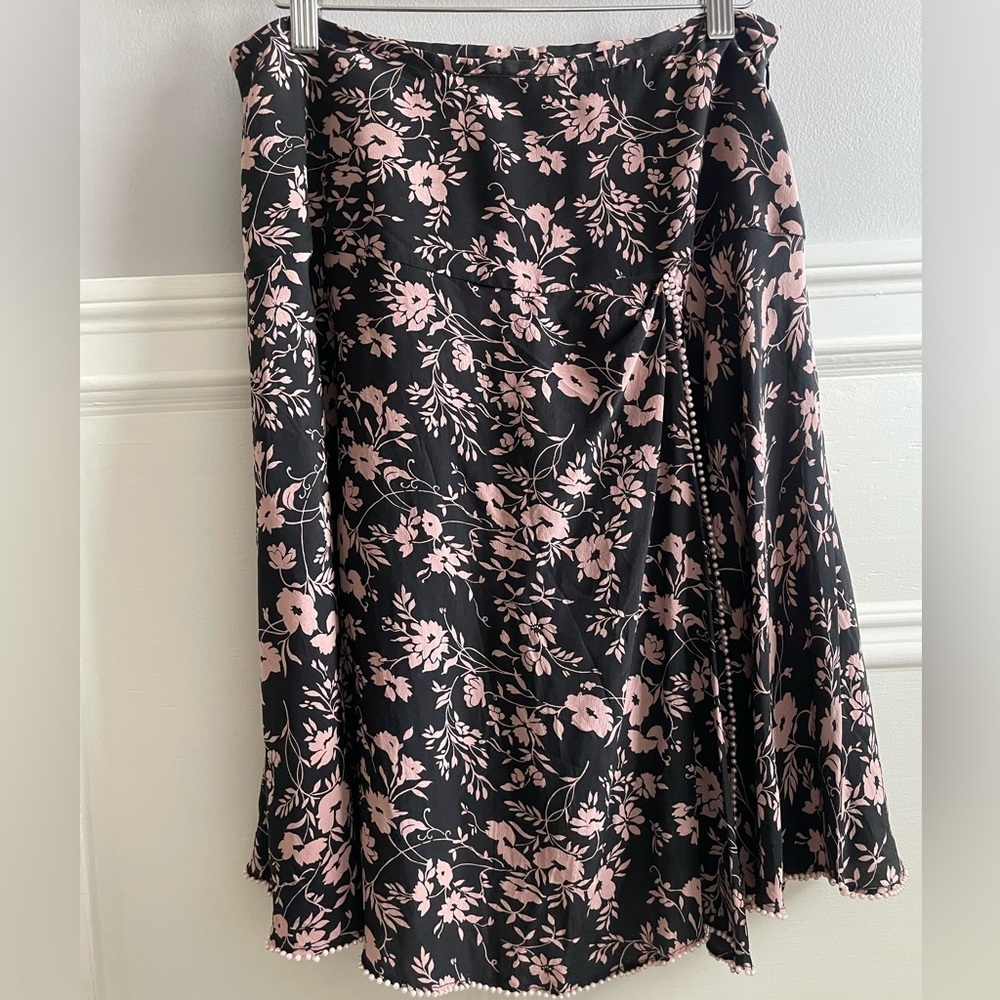 Y2K Anne Carson silk floral mini skirt-size 6